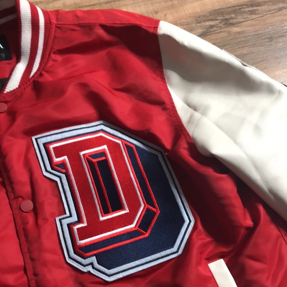 Zara red and white varsity jacket all about technique size large - Picture 5 of 16